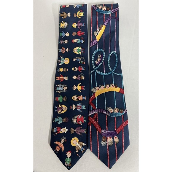 Save The Children Vintage Men's Fashion Necktie 57 Inches Lot Of 2 - Picture 1 of 3